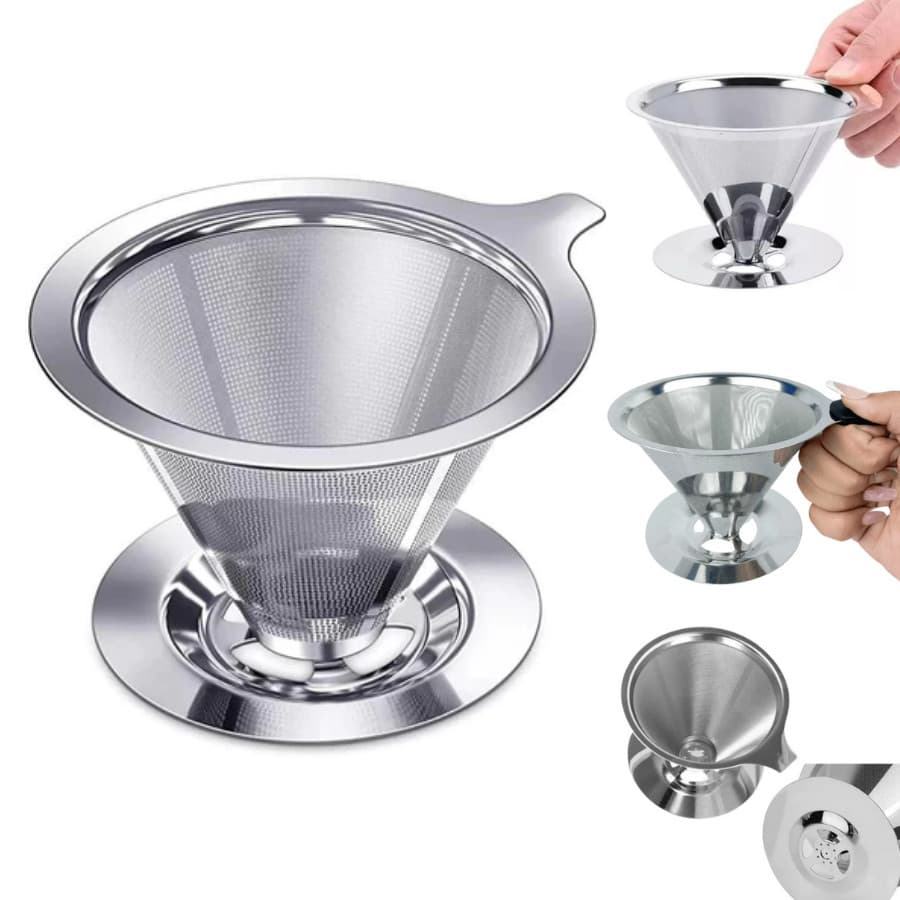 Filtro de Café Inox 103 Grande Reutilizável Coador Sem Papel Aço Inox