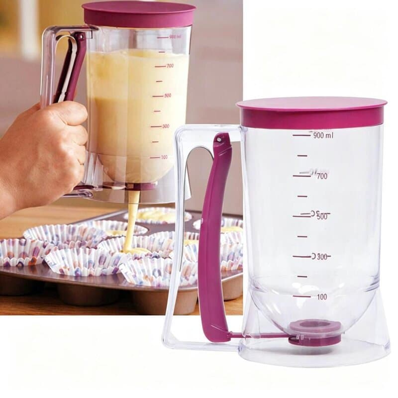 Dispenser Dosador Medidor De Massa 900ml Funil Para Cupcake Panqueca Waffle
