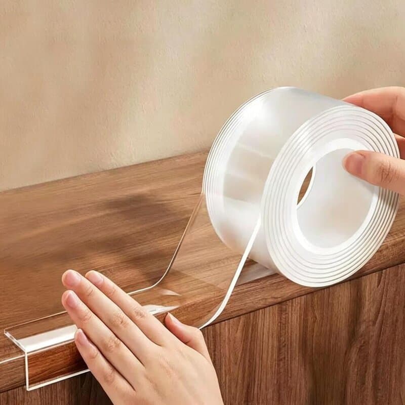 Fita Dupla Face Nano Gel Extra Forte Transparente Lavável Reutilizável Sem Furo Parede Quadros Móveis