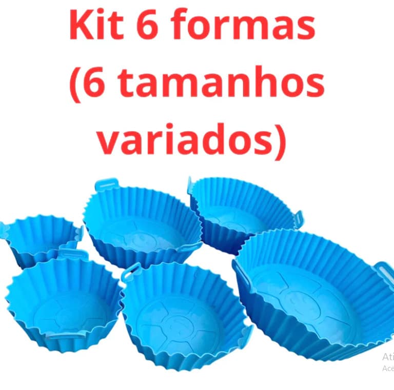 Kit 6 Formas Airfryer Tamanhos Variados Silicone Antiaderent