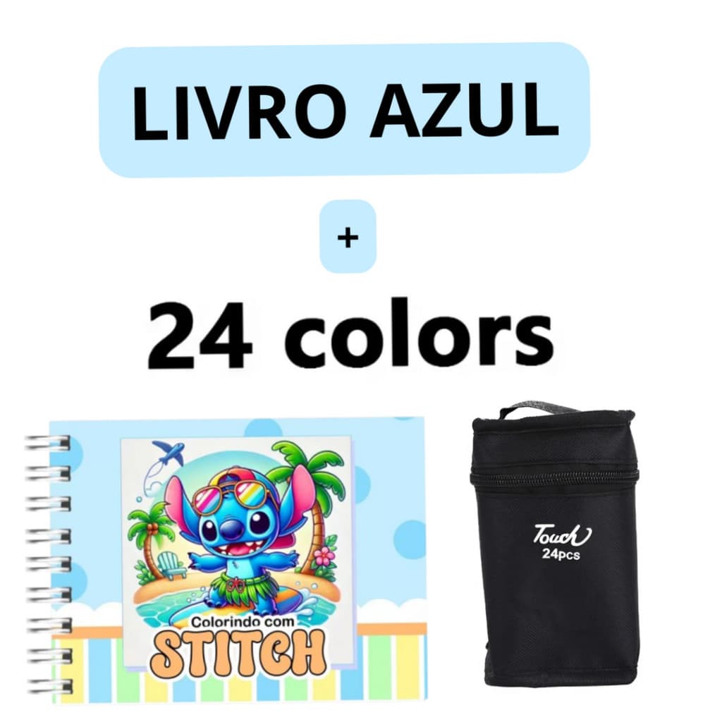 Kit Livro Colorir + 24 Canetas.