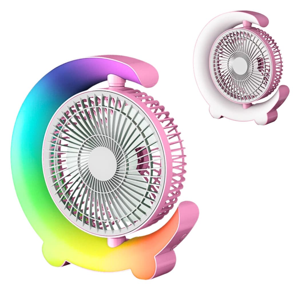 Ventilador Portátil Recarregável de Mesa Iluminação LED RGB Circulating Fan Hmaston F11