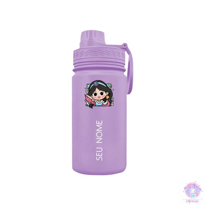 Chibi Jasmine - Garrafa Térmica Fresh Com Alça Personalizada Infantil com Seu Nome 350ml 550ml 600ml