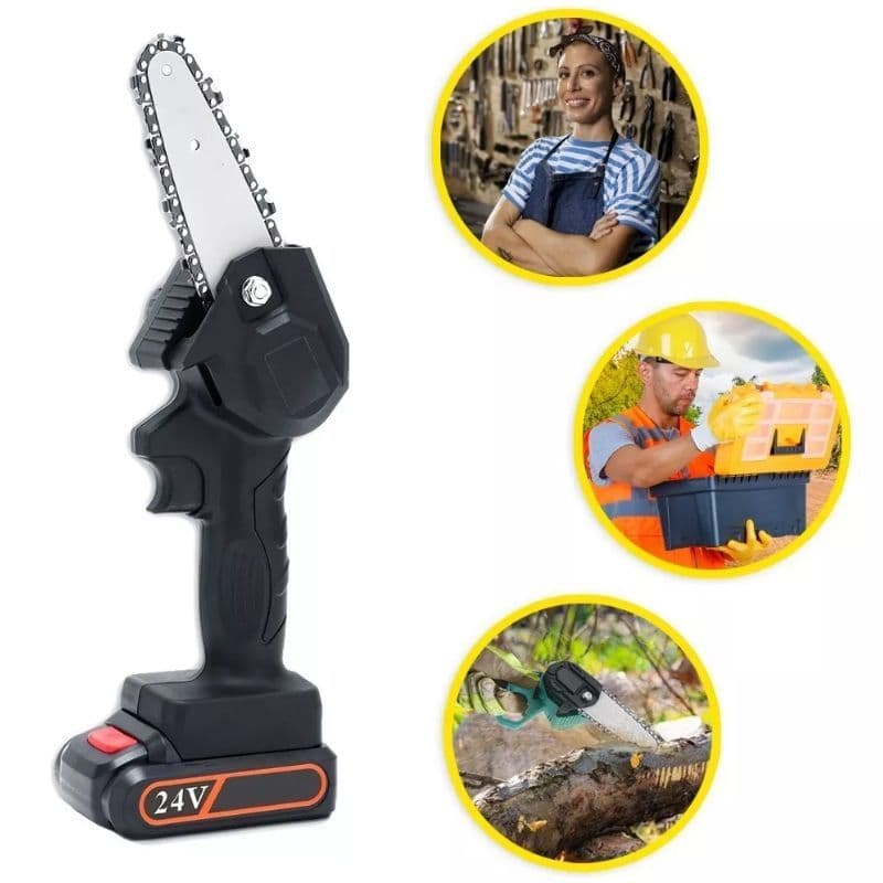 Mini Motosserra A Bateria Mini Serra Eletrica 24v Bivolt 400w
