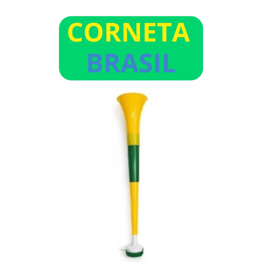 Corneta Do Brasil Retrátil Barulho Copa Torcedor Verde E Amarelo Festa Futebol Copa Do Mundo