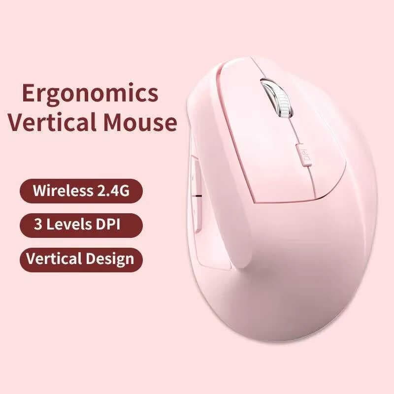Mouse Vertical Sem Fio 2.4G Bluetooth Modo Duplo Recarregável Ergonomia Botão De Baixo Ruído Uso No Escritório Mause Com