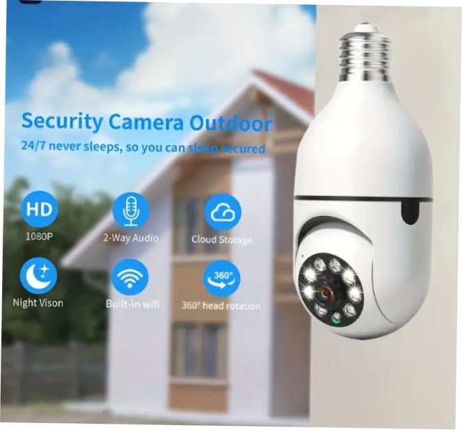 1 UNIDADE - Câmera Lâmpada de Segurança Vigilância IP Wi-Fi 360° Visão Noturna FullHD Bivolt