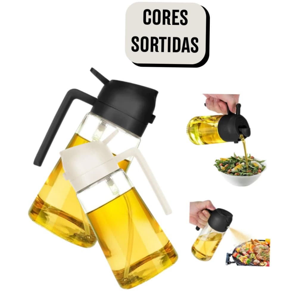 Borrifador Spray e Dosador de Azeite Óleo Vinagre 2 em 1 Cozinha 470ml - BM-F1230 - (Cores Sortidas)