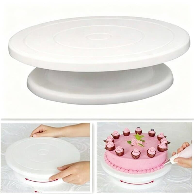 Prato Giratório 360° para Bolo 28cm Bailarina Branca Base para Confeitar e Decorar Cake Design