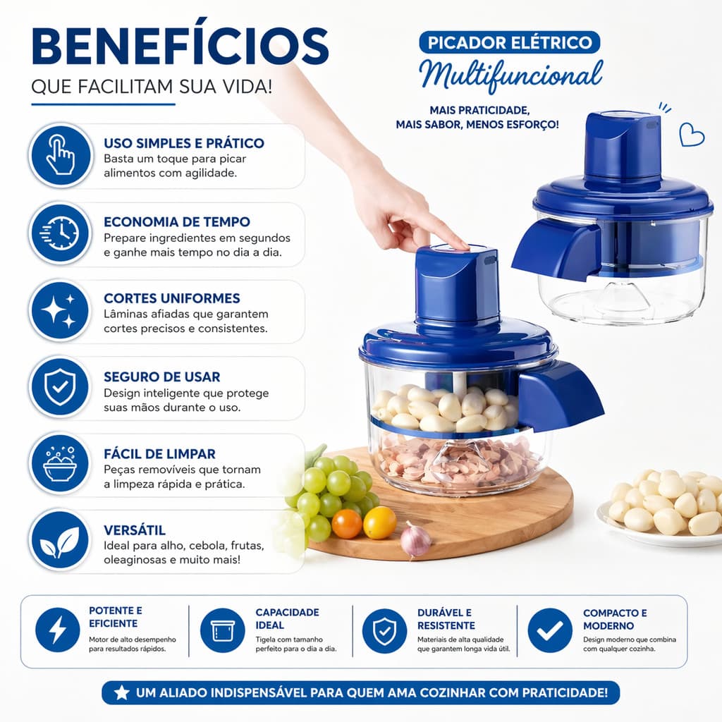 Descascador Elétrico Multifuncional para Cozinha (Azul)
