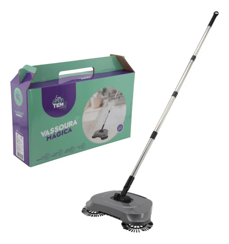 VASSOURA MAGICA GIRATORIA POLIPROPILENO 115 X 34CM 360 GRAUS
