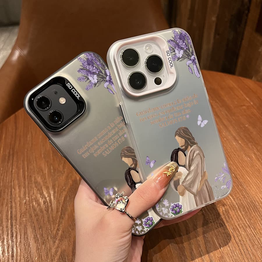 Capa para celular Casal com flores de lavanda,Adequado para iPhone 7/11-17/X, Samsung Galaxy S21-S26, MOTO