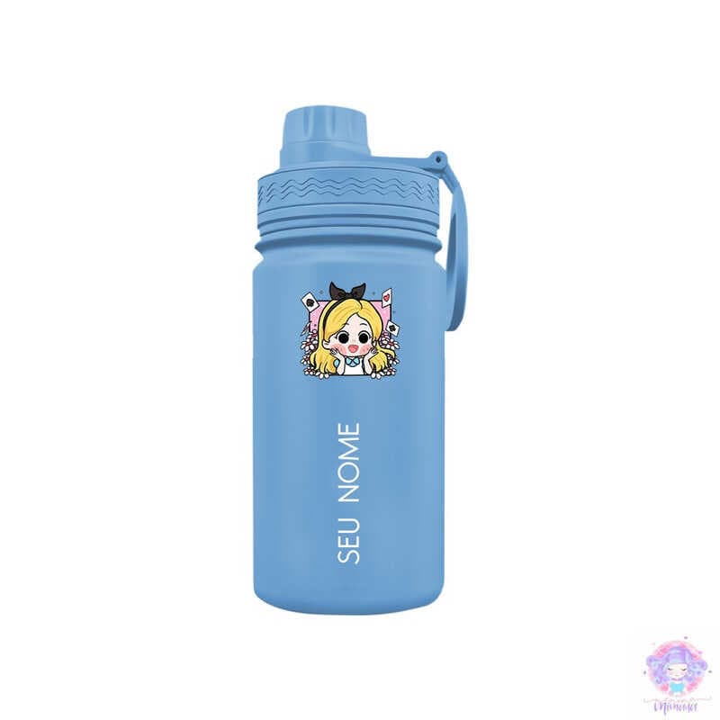Chibi Alice - Garrafa Térmica Fresh Com Alça Personalizada Infantil com Seu Nome 350ml 550ml 600ml