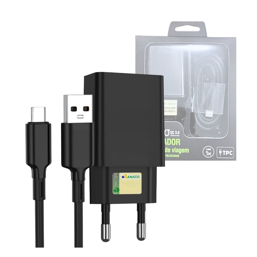 Carregador Completo USB / TIPO-C Rápido 2.0 20W INOVA CAR-2176D
