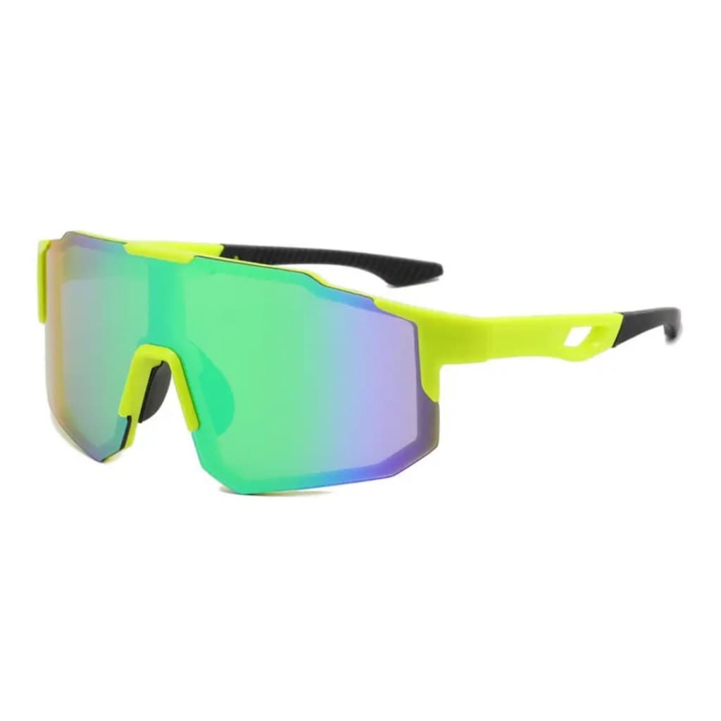 Óculos de Sol Ciclismo Esportivo Polarizado UV400 Visor Único Verde Performance Bike Corrida