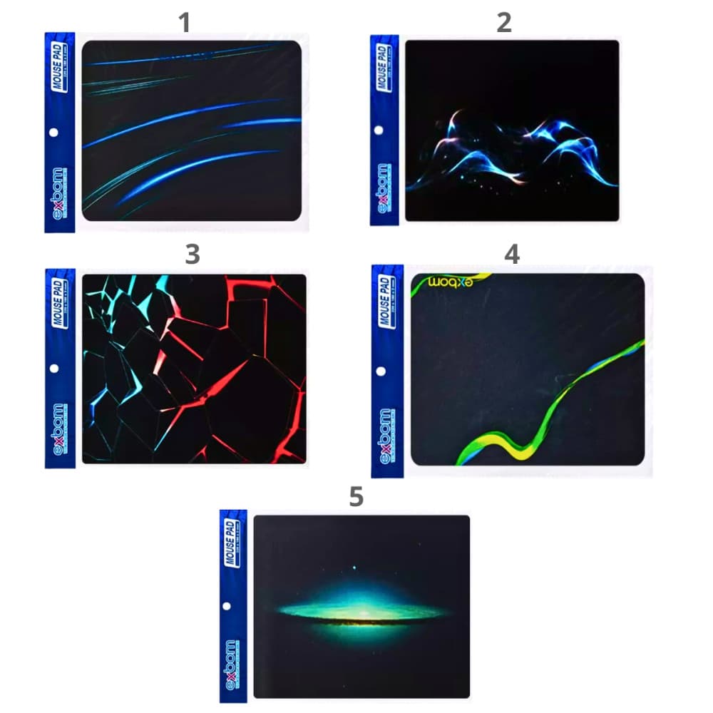 Mouse Pad 22x18cm Exbom MP-2218E  (***DISPONÍVEL SOMENTE ONDA VERDE E GALÁXIA)