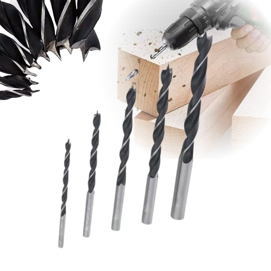 Jogo com 5 Brocas para Madeira 4 a 10mm Kit Furadeira Alta Precisão