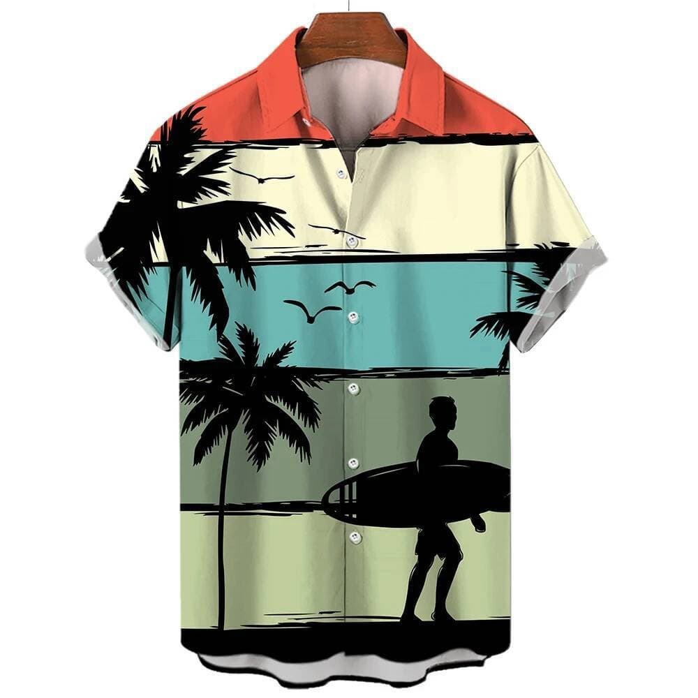 Camisa Masculina De Surf Havaiano 3D Impressa Homem/Mulher Moda Casual Manga Curta Camisas Lapela Botão Topos Roupas Uni