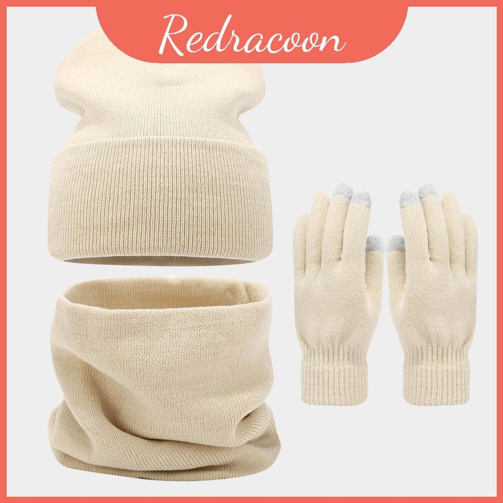 Luvas De Lenço De Chapéu Acrílico Térmico De Inverno Combinadas Para Homens Mulheres E