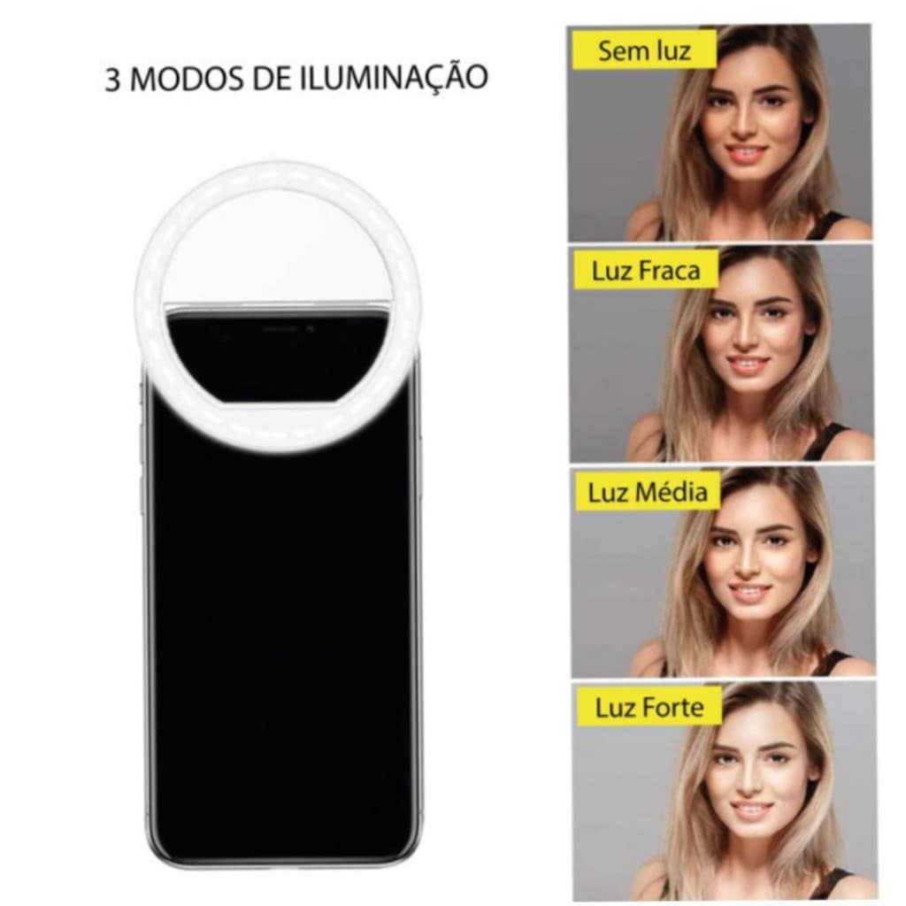 Ring Light Selfie com LED para Universal - (Cores Sortidas)