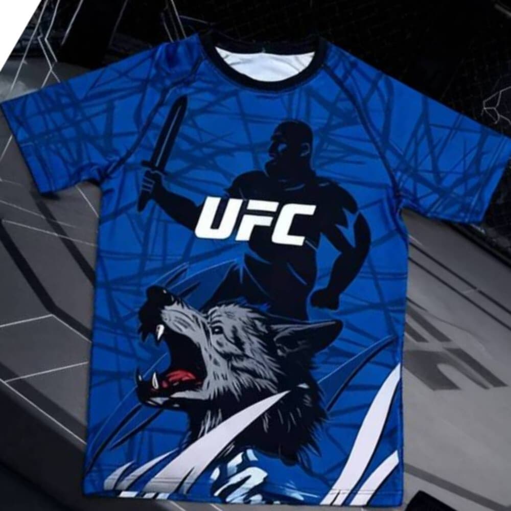 Camiseta Masculina UFC Respirável De Secagem Rápida Luta Boxe Corrida Roupas Estampadas