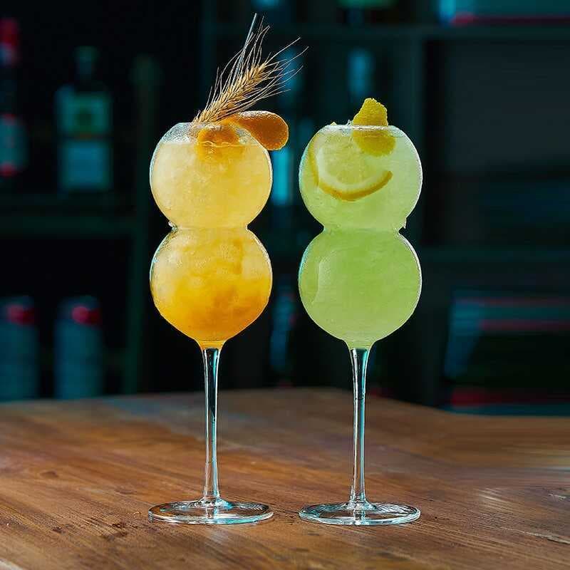 Cabaça de vidro com alto teor de borosilicato soprado à mão, copo de coquetel de alta qualidade, bola de suco, copo de v