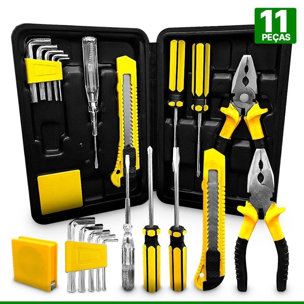 Jogo de Ferramentas 11 Peças com Maleta Snel Ferramentas Kit Reparo Manutenção Oficina Casa Presente Bricolagem