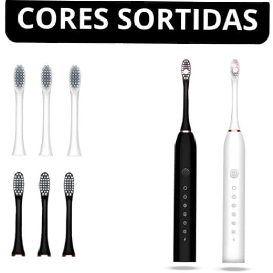 Escova de Dentes Elétrica 6 Modos 4 Refis IPX7