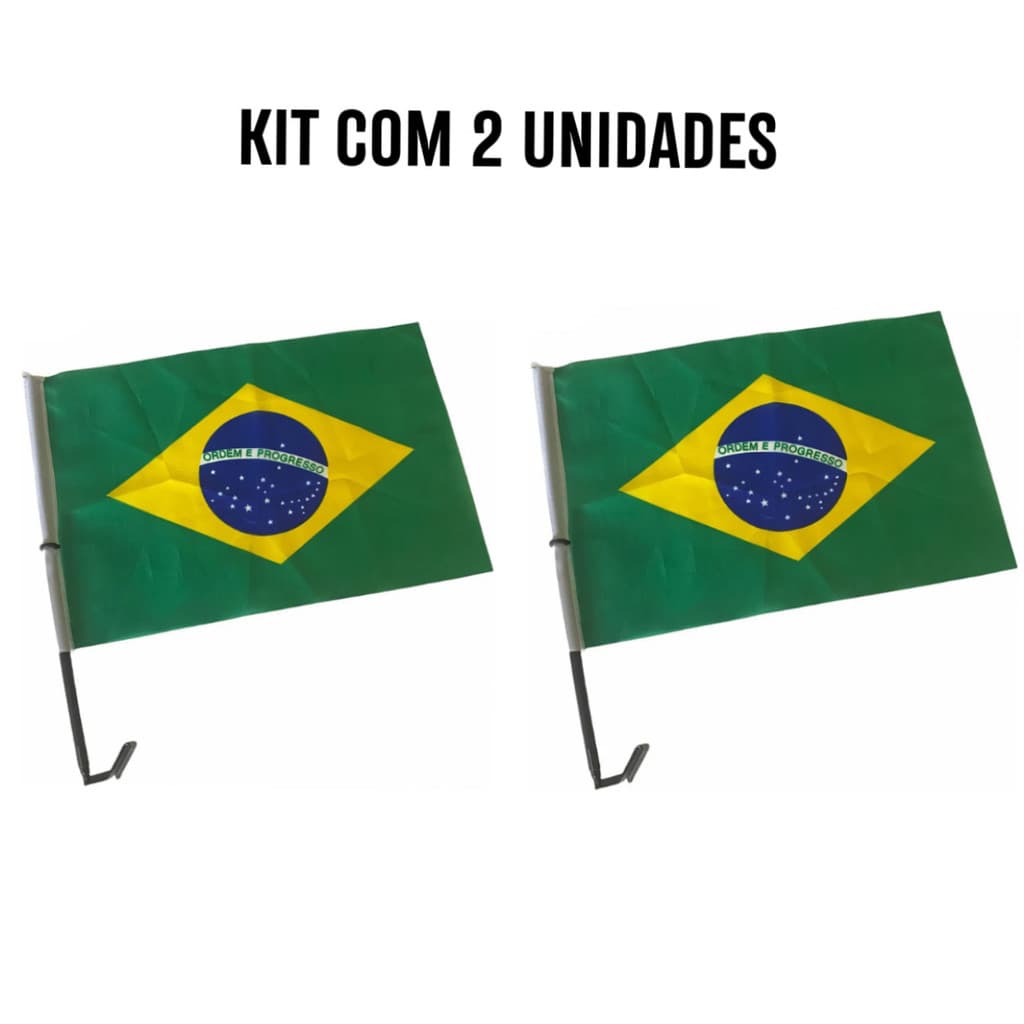 Conjunto com 2 Bandeiras do Brasil para Vidro de Carro – Torcida Copa do Mundo
