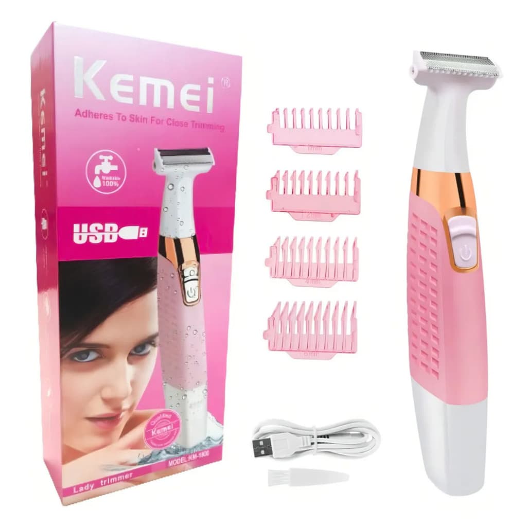 Aparador e Depilador Feminino KEMEI KM-1900 Recarregável USB