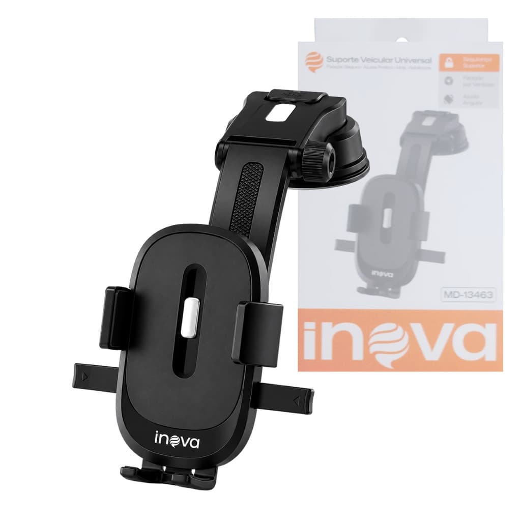 Suporte Veicular Universal para Celular com Ventosa Ajustável Articulado INOVA MD-13463
