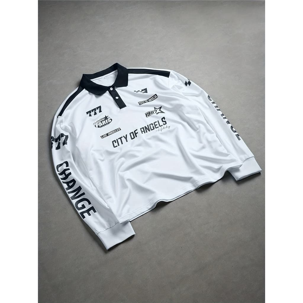 Camisa Esportiva De Manga Comprida Em Branco Com Estampa Da Cidade Dos Anjos E Logotipo Do Patrocinador Adequada Para At