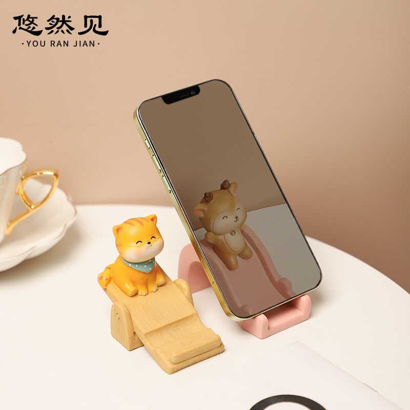 Animal dos desenhos animados gatinho veado presente criativo quarto das crianças casa decoração de mesa resina suporte d