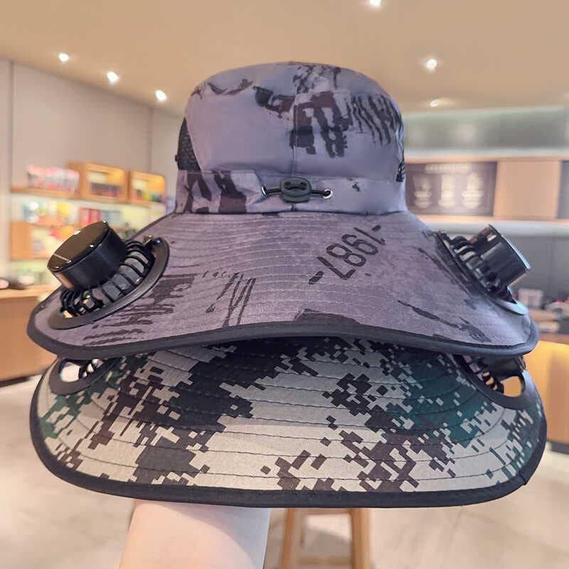 Chapéu de ventilador Solar masculino verão ao ar livre montanhismo pesca Anti-ultravioleta pára-sol aba grande protetor