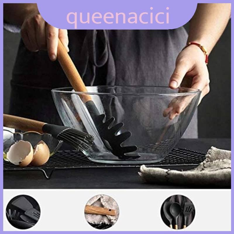 Pacote De Utensílios De Cozinha De Madeira E Silicone Com Recursos Antiescaldaduras Antiderrapantes Para Casa Chefs