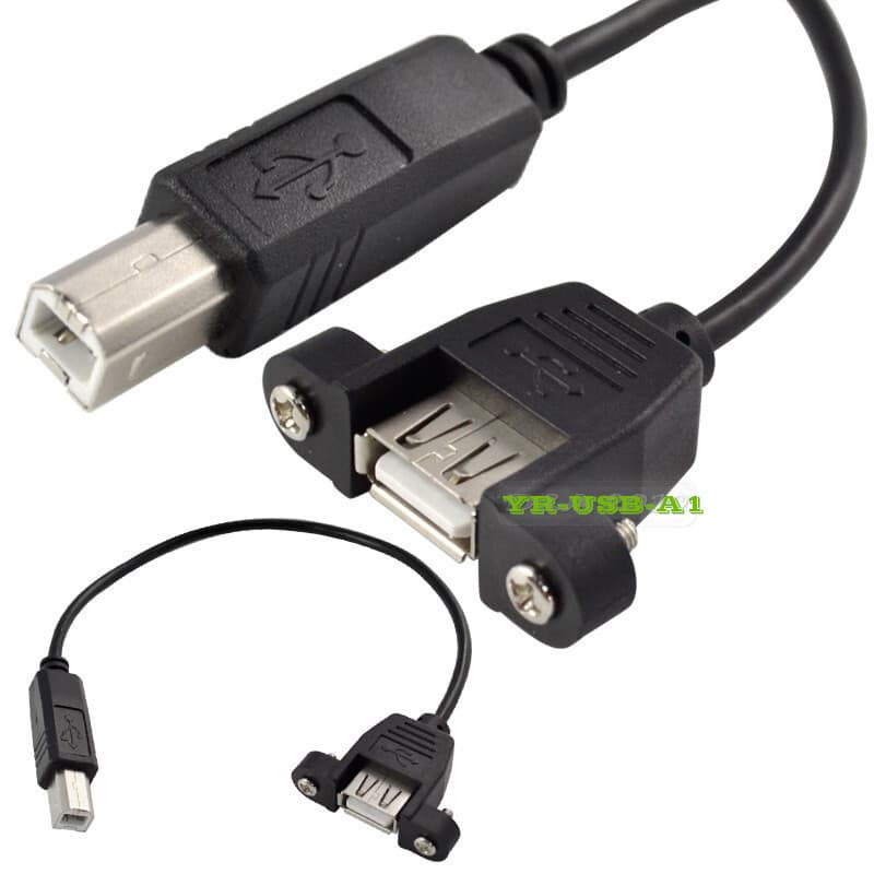 0.5 m com cabo de extensão USB fixável com furo de parafuso e cabo defletor USB 2.0 de orelha com cabo USB