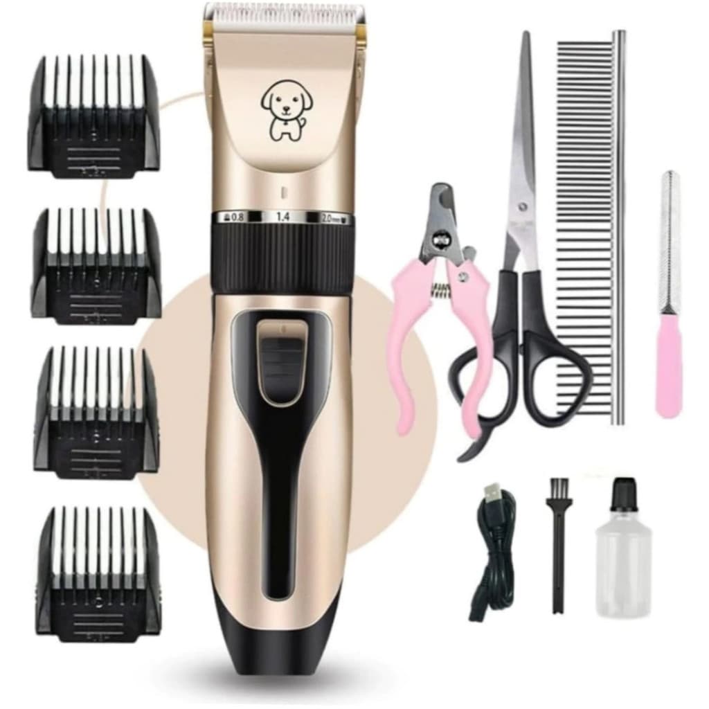 Máquina Profissional Silenciosa Kit 12 Aparador Pelos Pet
