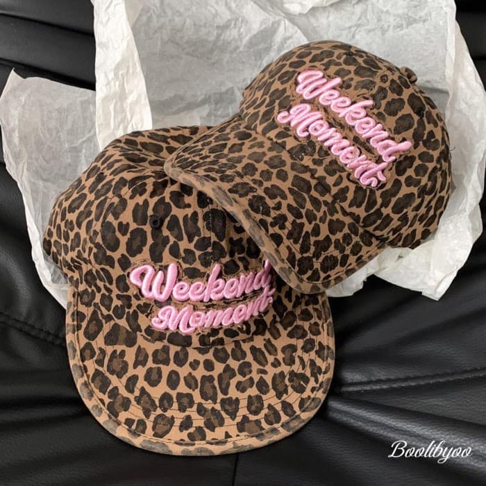 Boolibyoo Street Retro Leopard Print Cap Feminino Único Hot Girl Boné de beisebol de aba larga Chapéu da moda