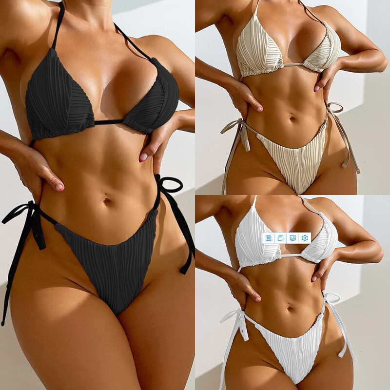 Estilo europeu roupa interior estilingue halter cinta cor sólida halter Bikini Split Seaside maiô feminino terno roupas