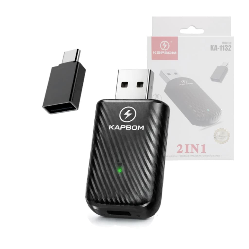 Adaptador Carplay Wireless e Android Auto 2 em 1 Kapbom KA-1132
