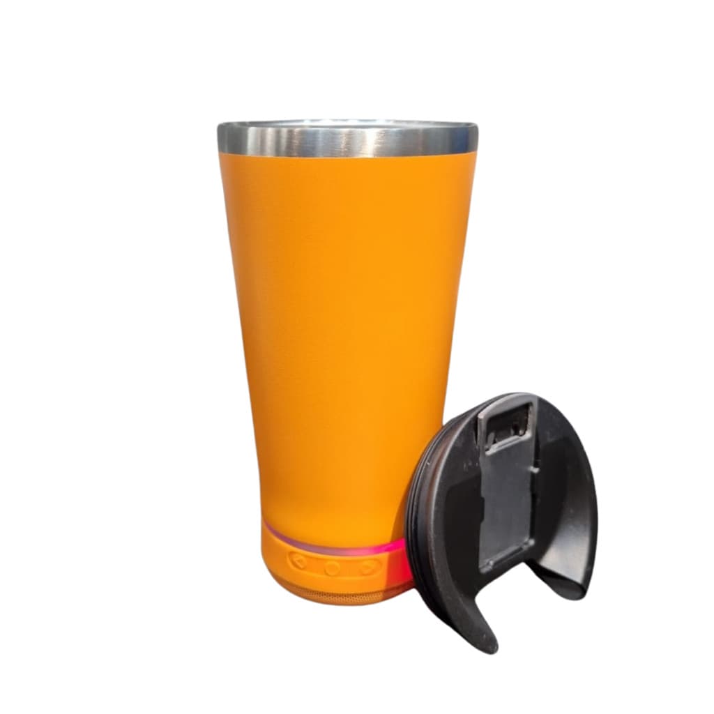 Copo Térmico Som Led e TAMPA com ABRIDOR (420 ml)