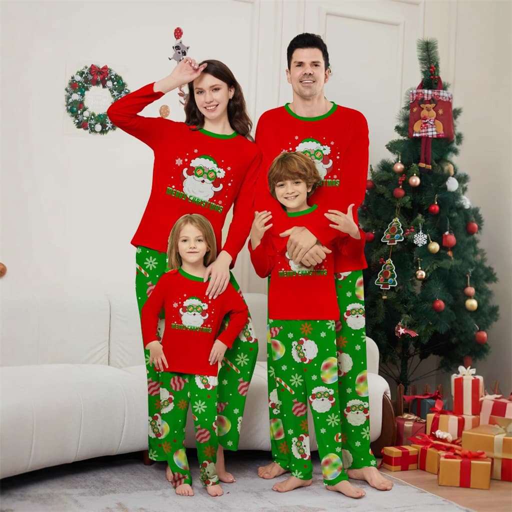 Papai Noel Estampado Roupas Para Pais E Filhos Adultos , Crianças Bebês , De Família Festivais Casa , Pijamas