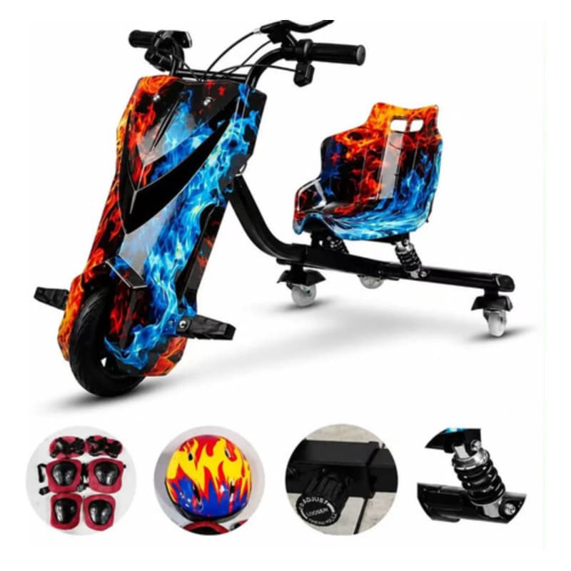 Patinete Elétrico Triciclo Drift 3 Rodas 350W Infantil Bluetooth e Amortecedor Suporta 70kg