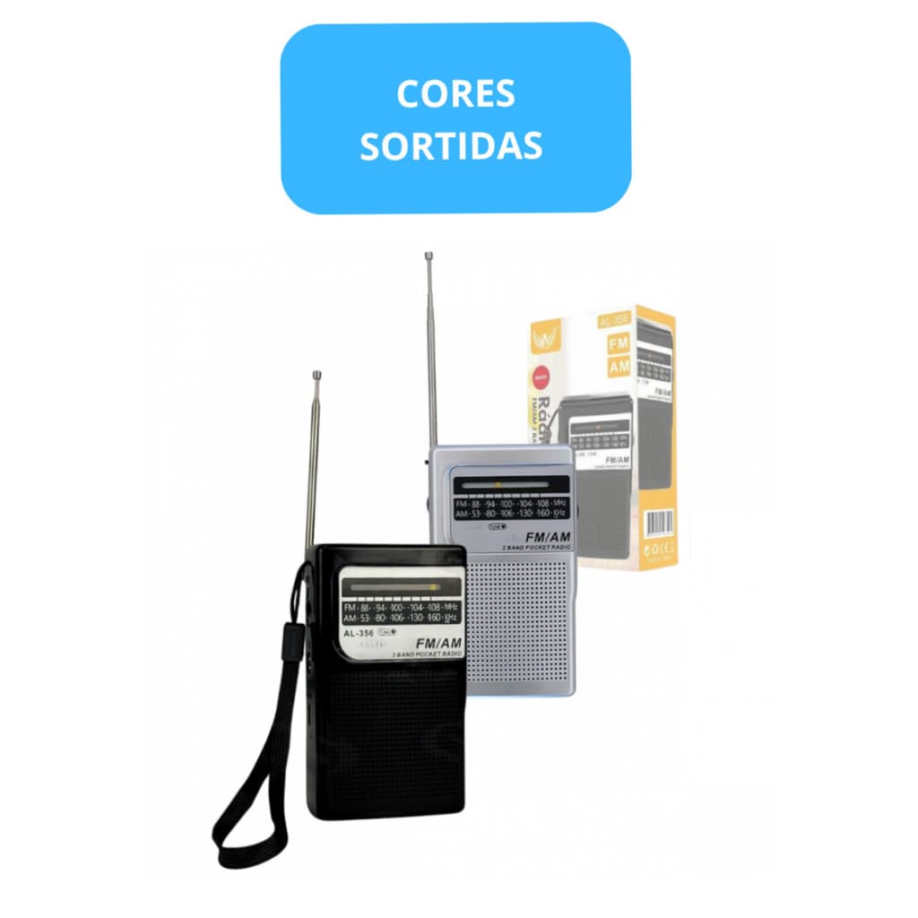 Mini Rádio De Bolso FM/AM/P2 de 2 Bandas Retrô Vertical Pocket - (Cores Sortidas)