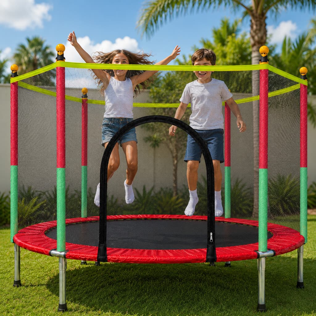 Cama Elástica 150kg Pula Pula Trampolim Infantil Reforçada Com Rede de Proteção 1.8 Metros SNH87 Snel Home