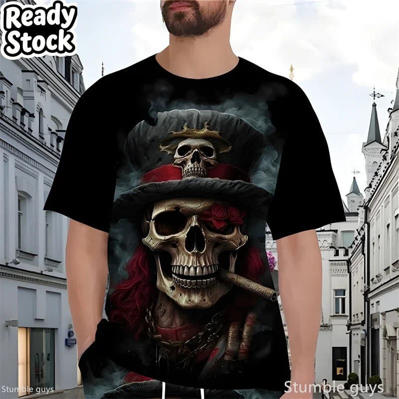 Verão Masculino Oversized Esportes 3D De Manga Curta Camiseta Retro Gráfico Solto Respirável Macio Tamanho Grande Moda T