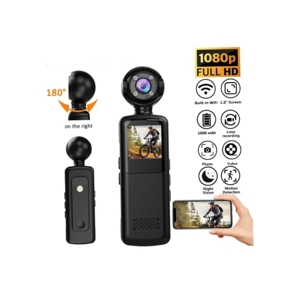 Câmera De Ação Esportiva Full HD 1080p Gravador Portátil Mini Câmera De Vídeo