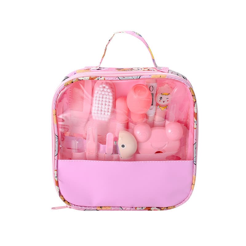 Jogo De Higiene Bebê Com Necessaire 13 Peças Snel Home Cor: Rosa