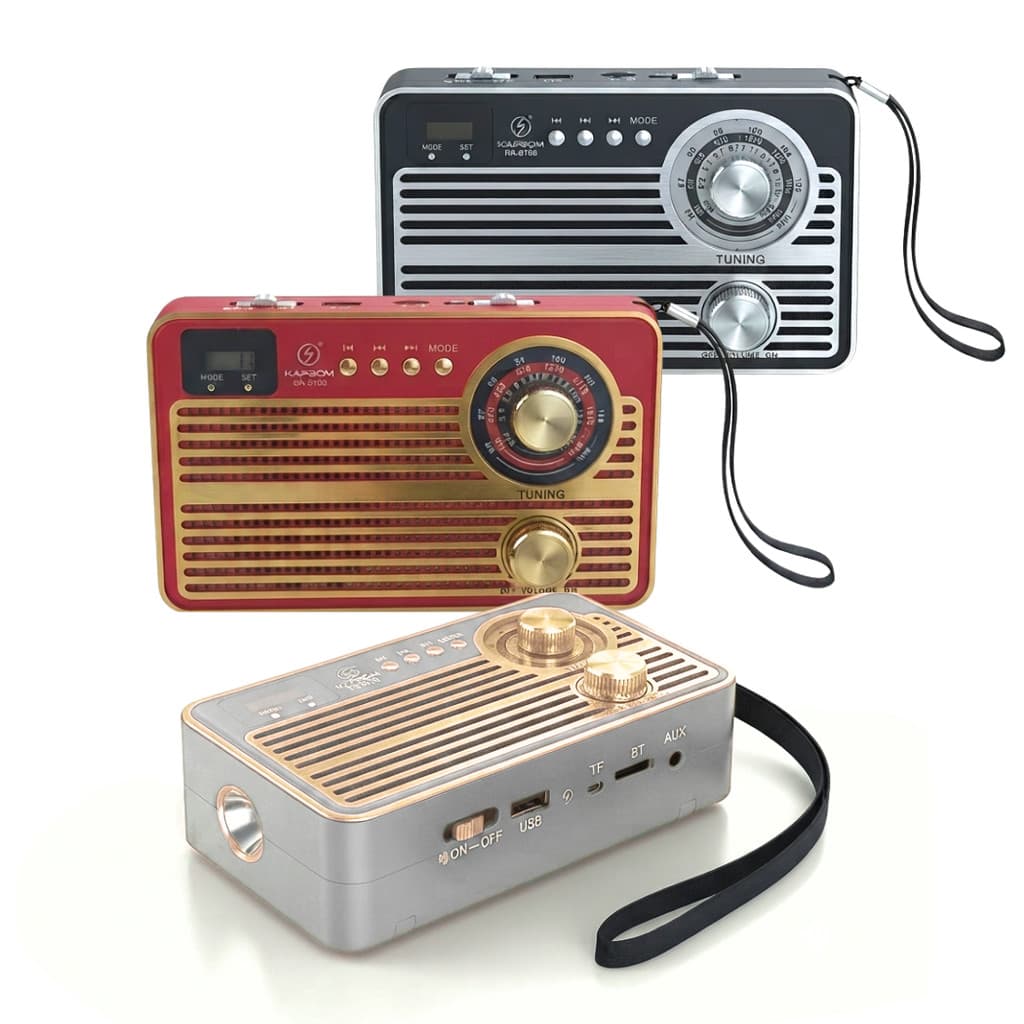 Radio Retrô Portátil Bluetooth com Lanterna e Alça Kapbom KA-8705