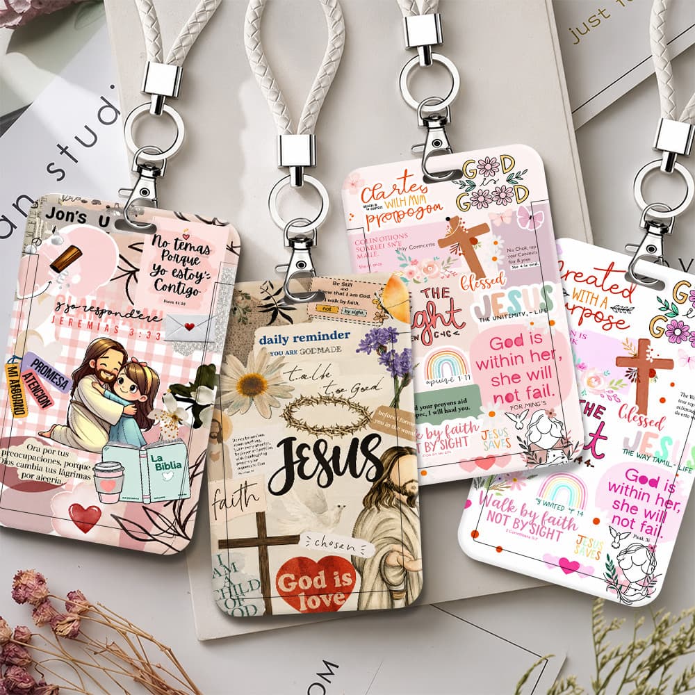 Porta-Cartões De Identificação De Plástico Faith Bible Collage Com Alça De Chaveiro Para Cartão De Campus De Estudante E